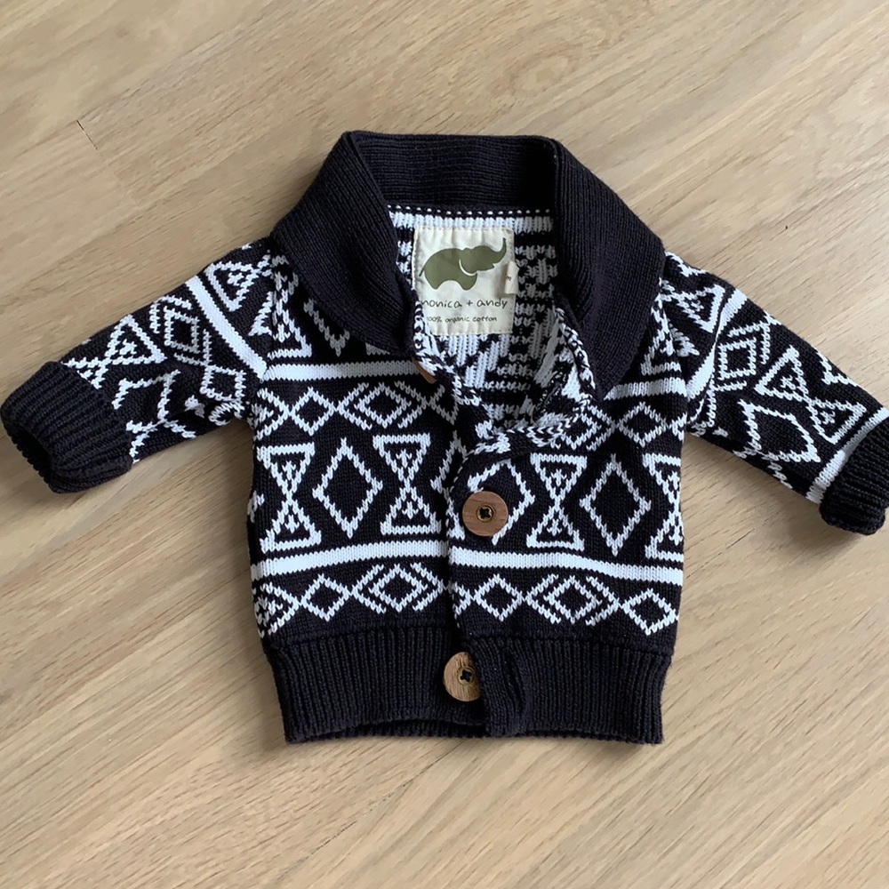 Monica + Andy black and white cardigan sweater